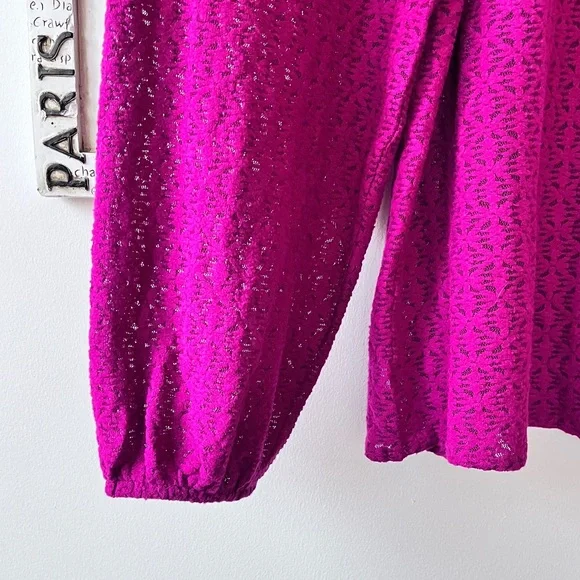 LOFT Purple Lace High Neck Feminine Modest Blouse Size XL - Picture 3 of 7